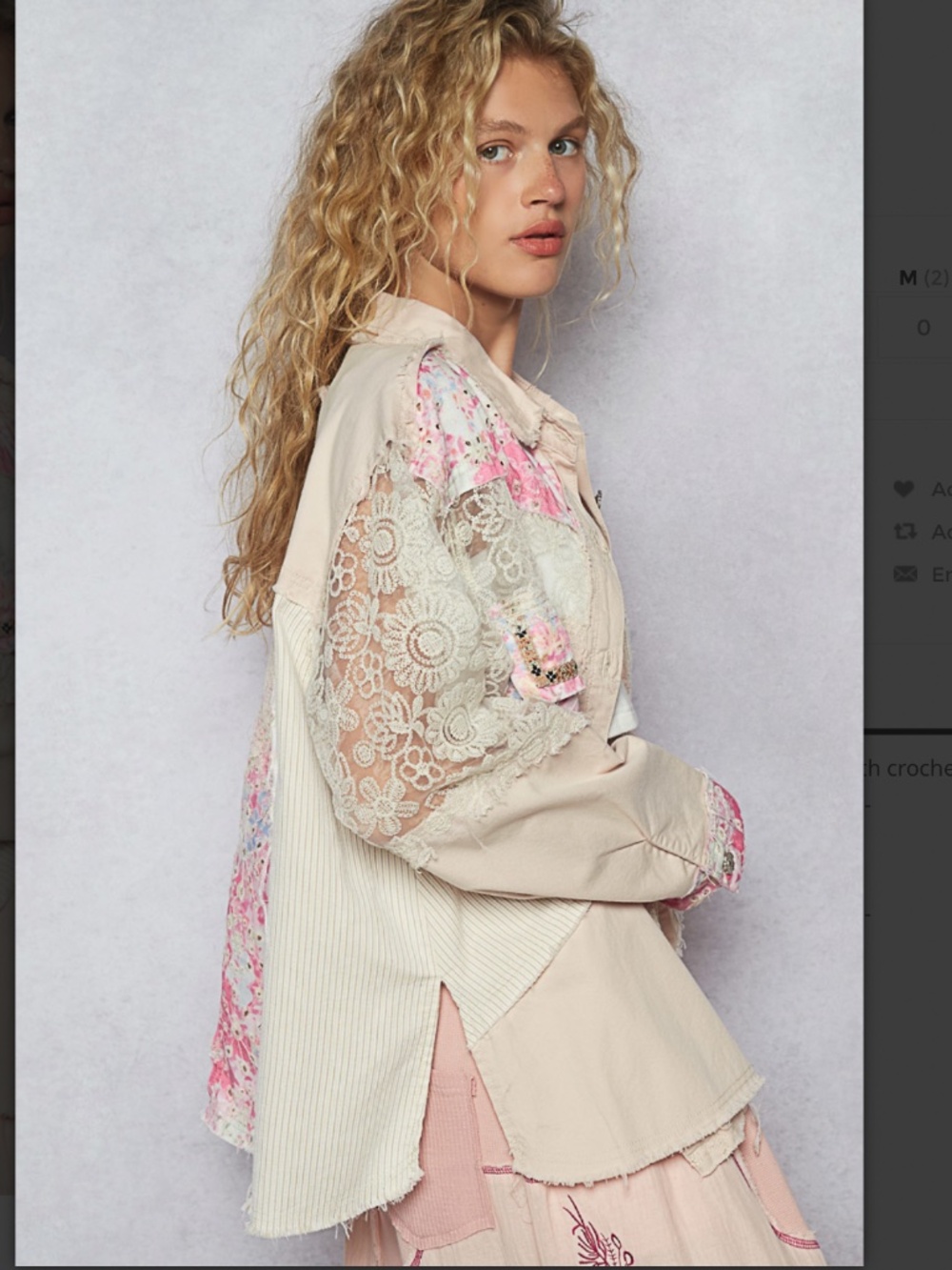 🎉 POL “ ANGIE ” POL TWILL JACKET SHACKET WITH CROCHET DETAIL - Picture 3 of 5